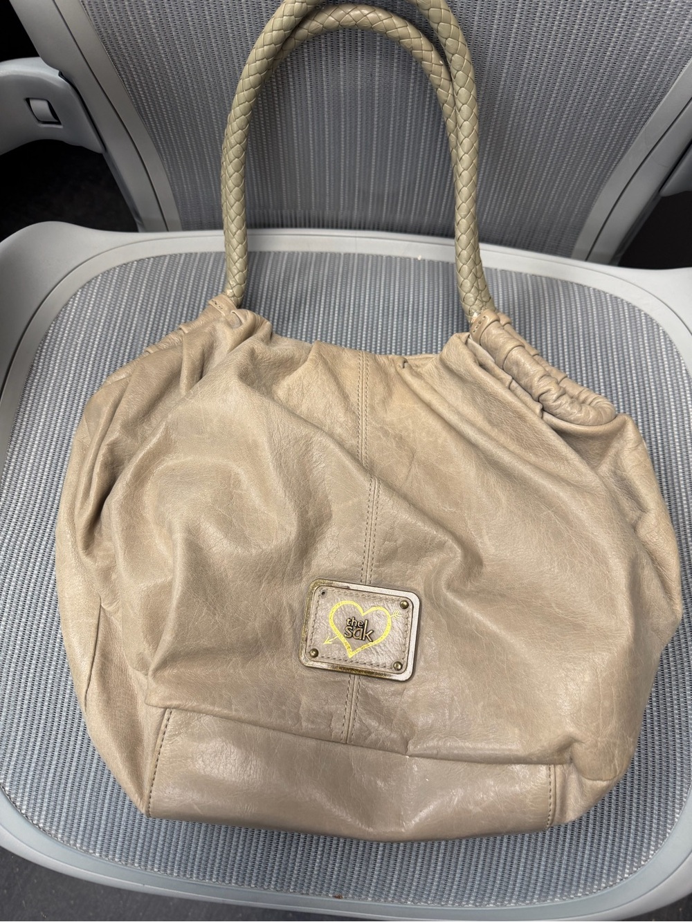 The Sak Taupe Leather Shoulder Bag